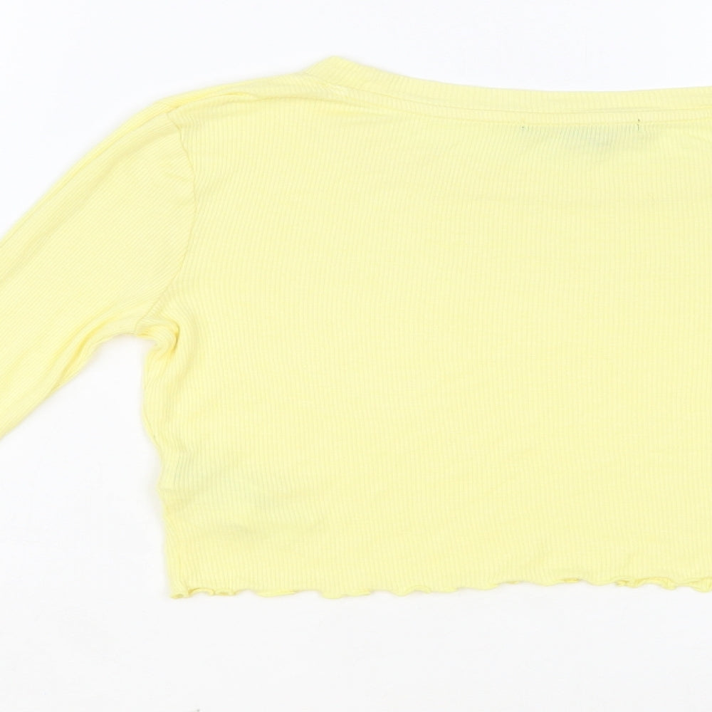 FOREVER 21 Womens Yellow Viscose Basic T-Shirt Size M Crew Neck