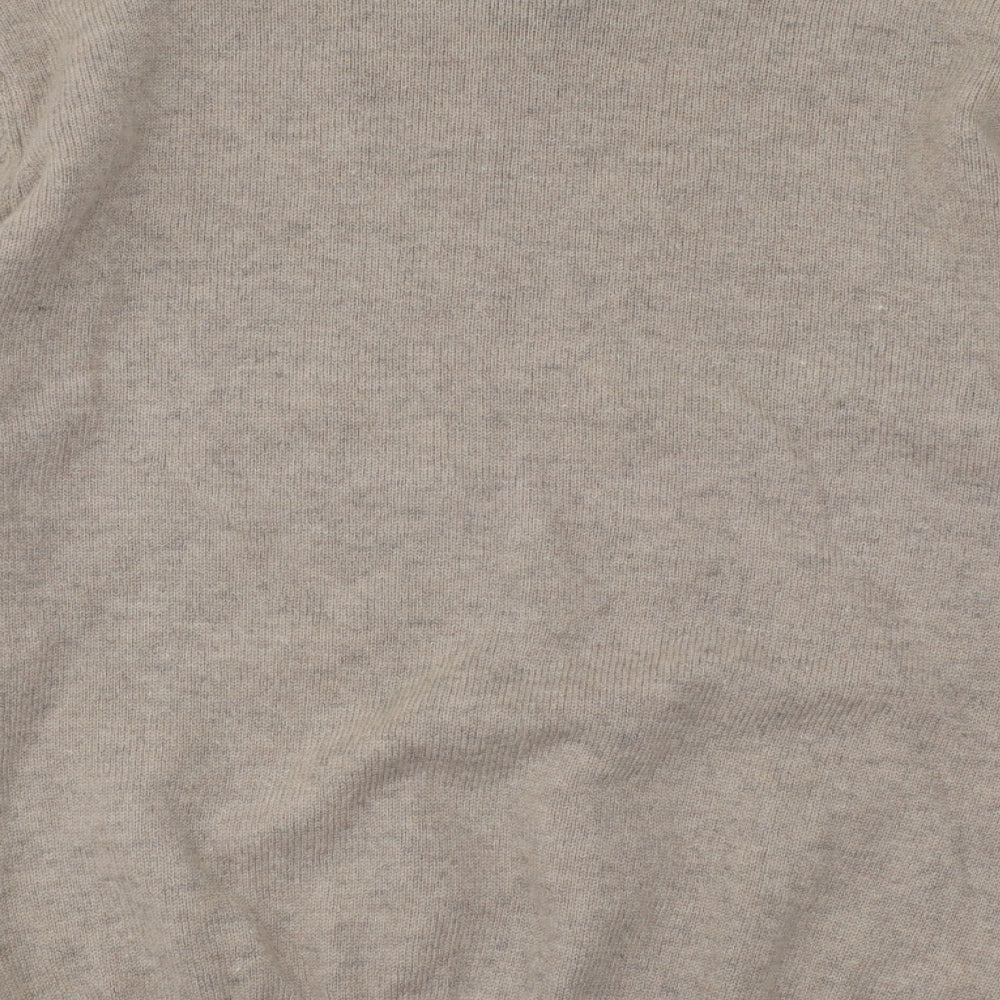 Easy Mens Beige V-Neck Acrylic Pullover Jumper Size L
