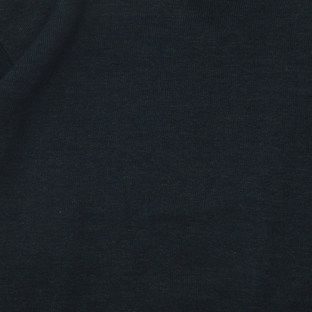 Essentials Mens Green V-Neck Geometric Acrylic Pullover Jumper Size L