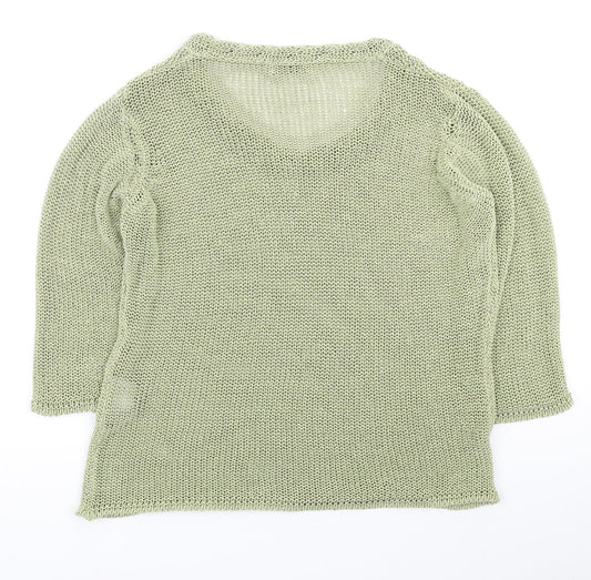 Marks and Spencer Womens Green Round Neck Acrylic Pullover Jumper Size L