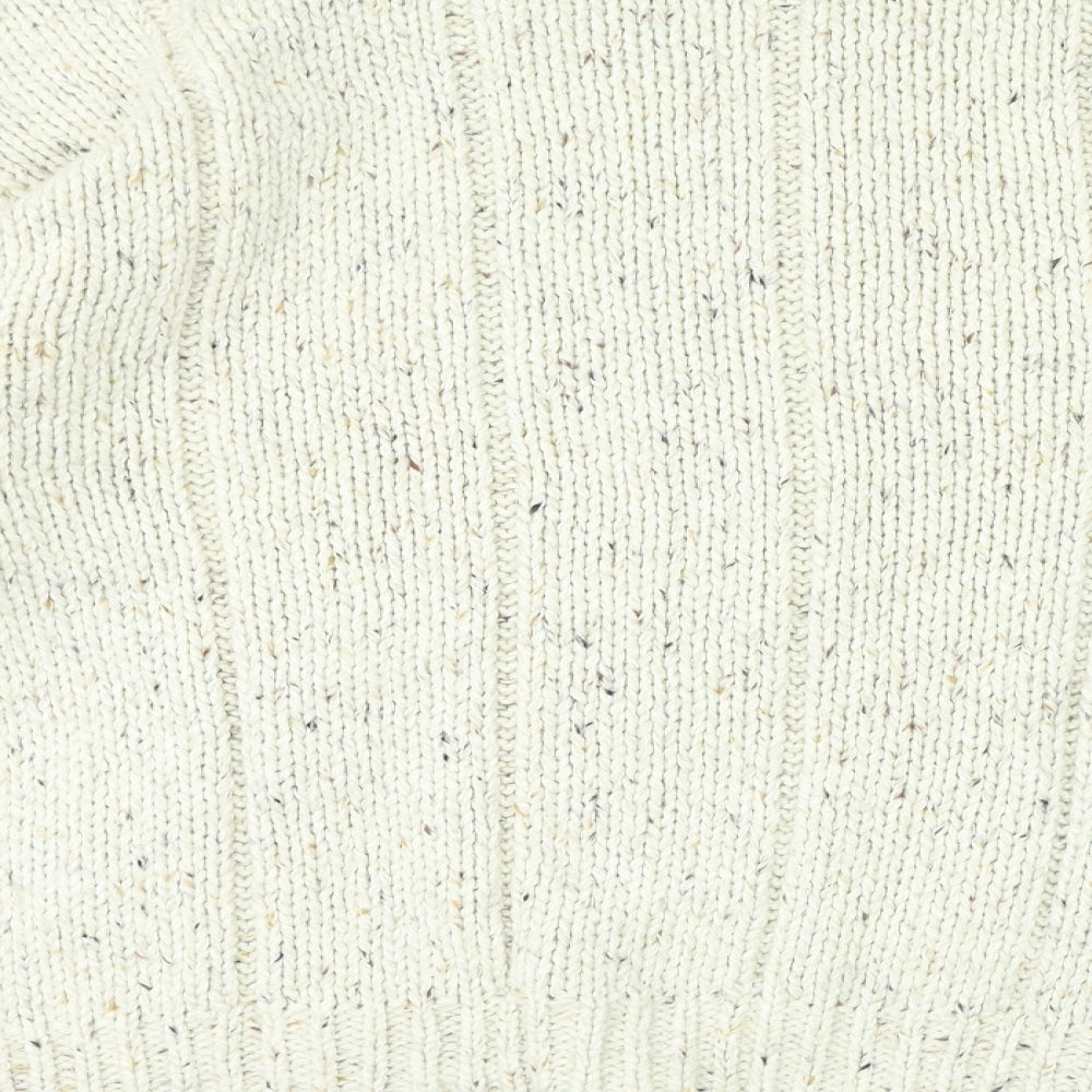 LERROS Womens Beige V-Neck Cotton Pullover Jumper Size XL