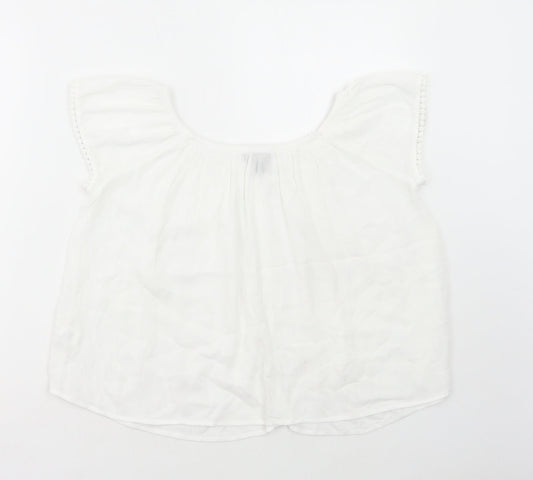 Atmosphere Womens White Viscose Basic Blouse Size 8 Scoop Neck