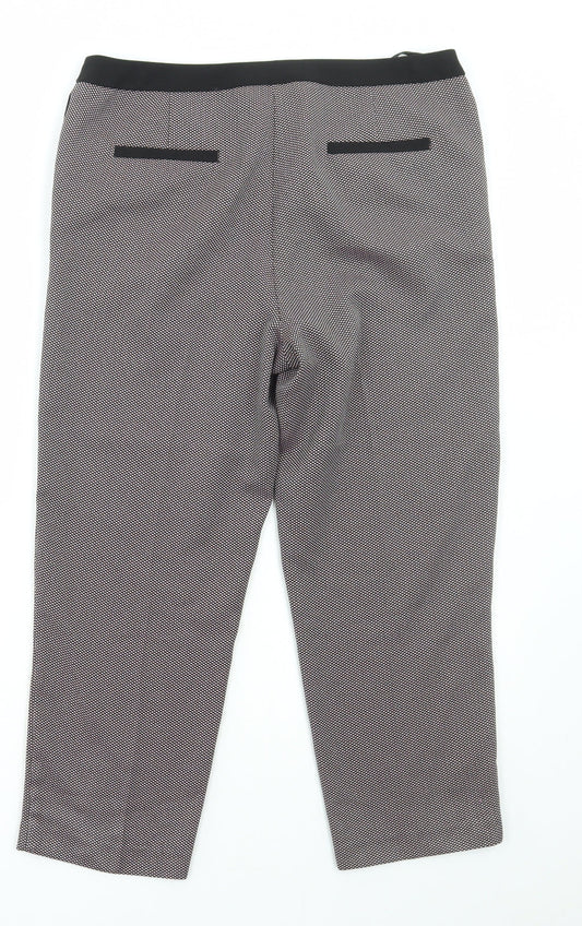 F&F Womens Multicoloured Geometric Polyester Trousers Size 12 L23 in Regular Hook & Eye