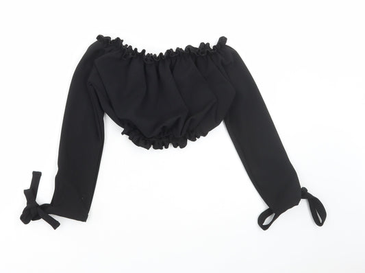 Womens UK Size 6 New Look Black Cropped Blouse