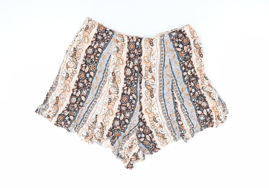 Miss Selfridge Womens Multicoloured Paisley Viscose Hot Pants Shorts Size 8 L5 in Regular Zip