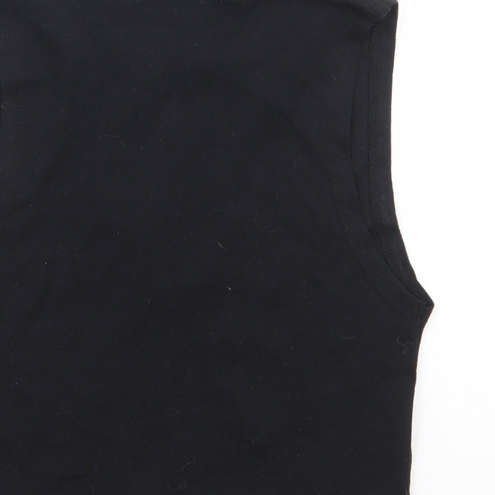 Womens UK Size S Pull & Bear Black Cropped Tank