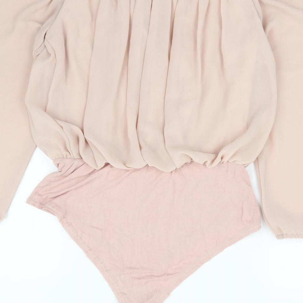 New Look Womens Pink Polyester Bodysuit One-Piece Size 10 Snap