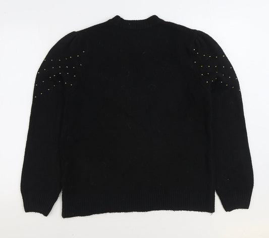 V by Very Womens Black Round Neck Acrylic Pullover Jumper Size 12