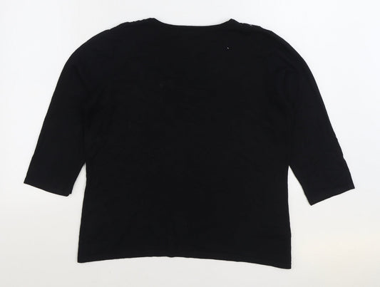 Bonmarché Womens Black Round Neck Viscose Pullover Jumper Size M