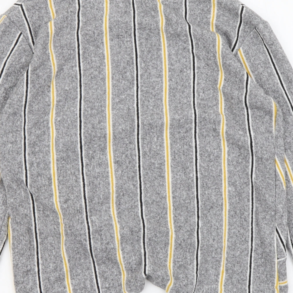 F&F Womens Grey Round Neck Striped Polyester Pullover Jumper Size 12