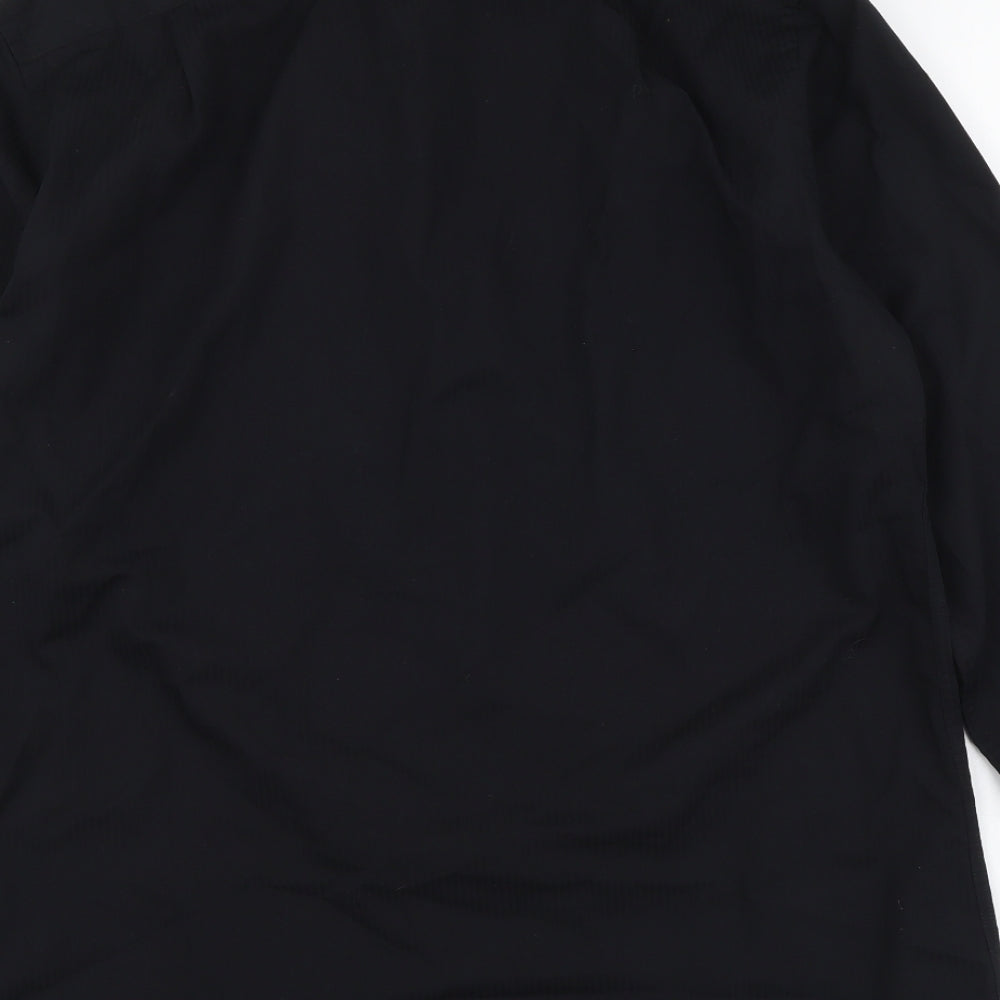 Mens UK Size 15 Collection Black Button-Up Long Sleeve Casual Shirt