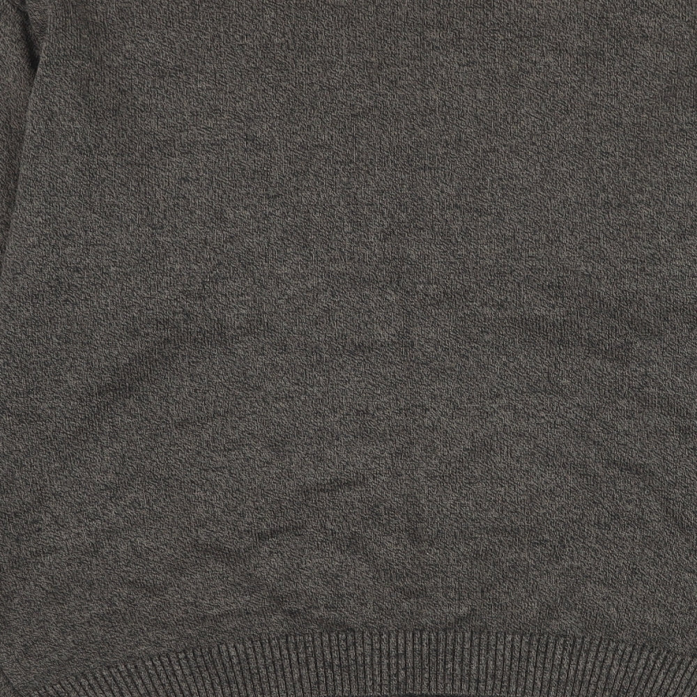 Greenwoods Mens Brown V-Neck Cotton Pullover Jumper Size M