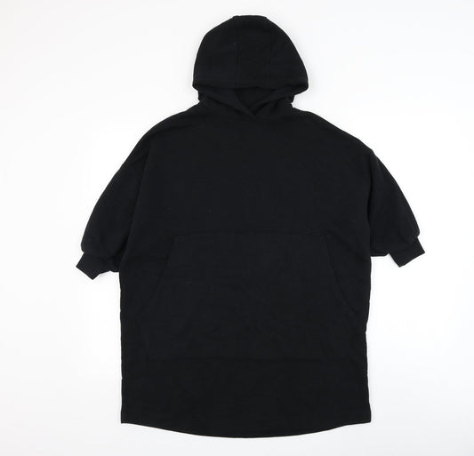 NEXT Girls Black Cotton Jumper Dress Size 7 Years Round Neck Pullover