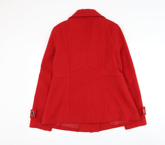 Autonomy Womens Red Overcoat Coat Button