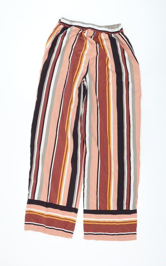 Primark Womens Multicoloured Striped Polyester Trousers Size 10 L30 in Regular