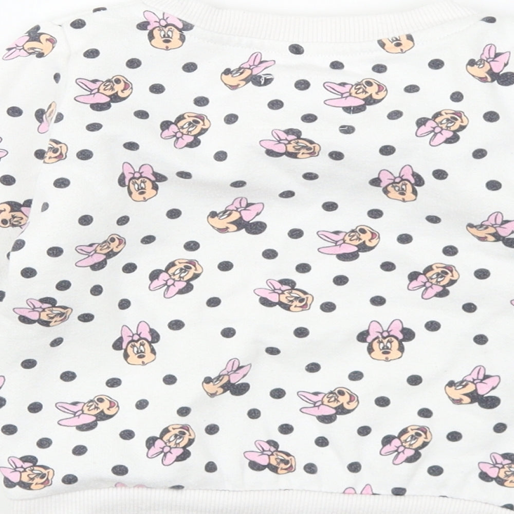 Primark Girls White Geometric Polyester Pullover Sweatshirt Size 2-3 Years Pullover - Minnie Mouse