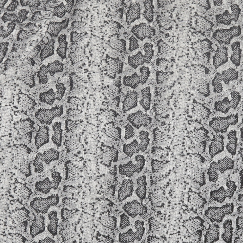 F&F Womens Grey Animal Print Polyester Basic T-Shirt Size 10 Crew Neck - Snake Print