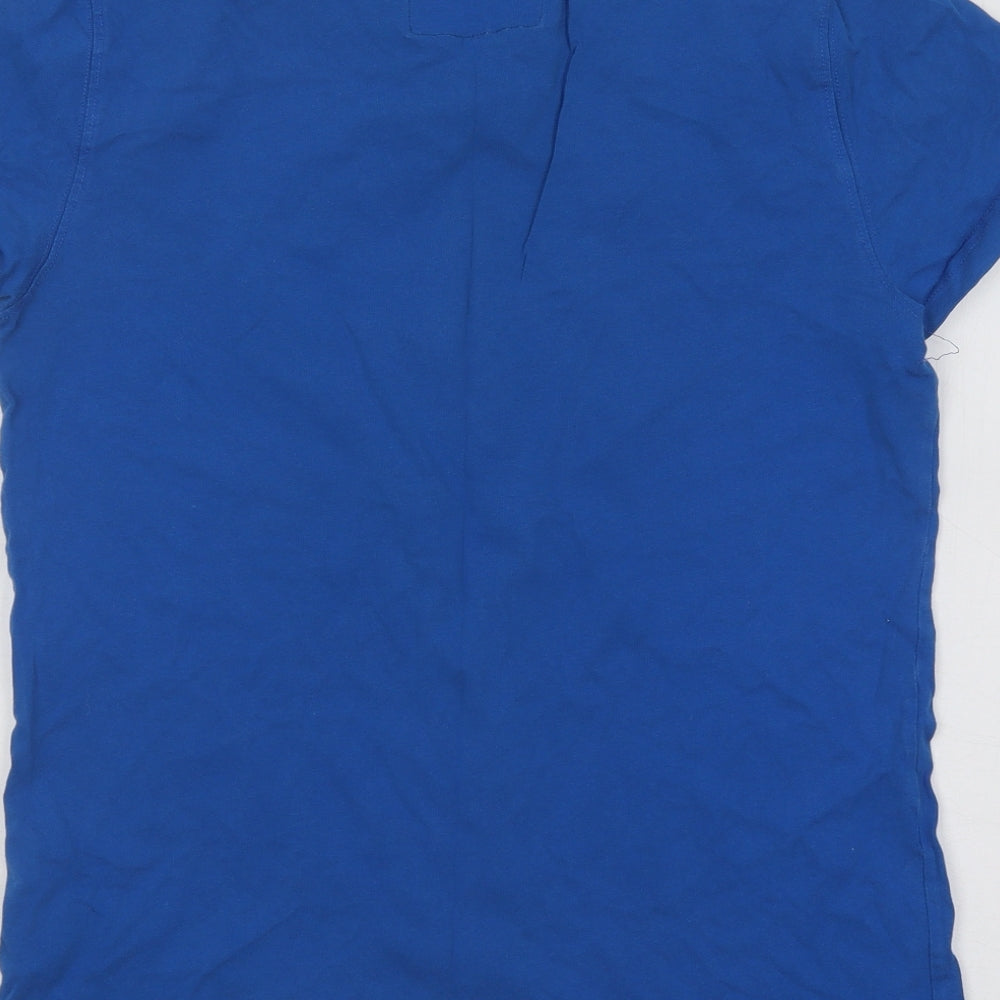 Womens UK Size Henleys Blue Basic T-Shirt