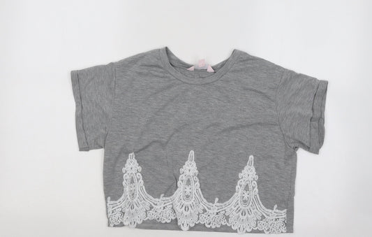 Womens UK Size 6 Miss Selfridge Grey Basic T-Shirt