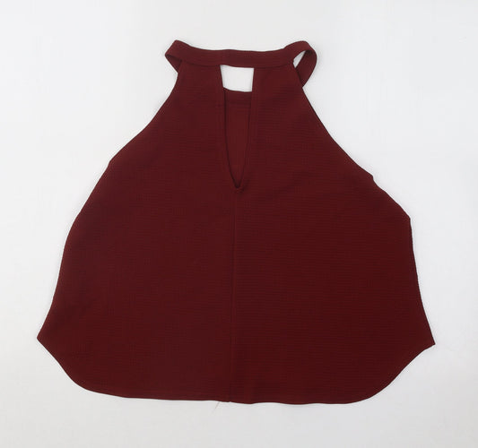 Boohoo Womens Purple Cotton Basic Tank Size 14 Round Neck