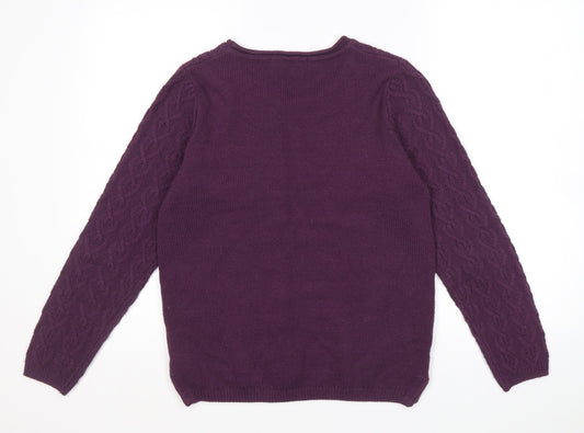 Womens UK Size 10 Isle Essentials Purple Pullover Jumper