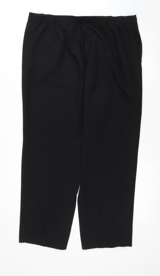 BM Womens Black Polyester Trousers Size 18 L27 in Regular Drawstring