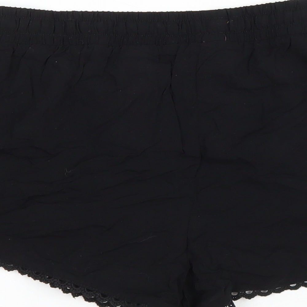 Primark Womens Black Viscose Hot Pants Shorts Size 8 L3 in Regular Drawstring