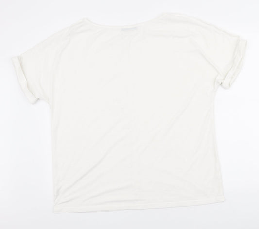 SheIn Womens White Polyester Basic T-Shirt Size XL Round Neck