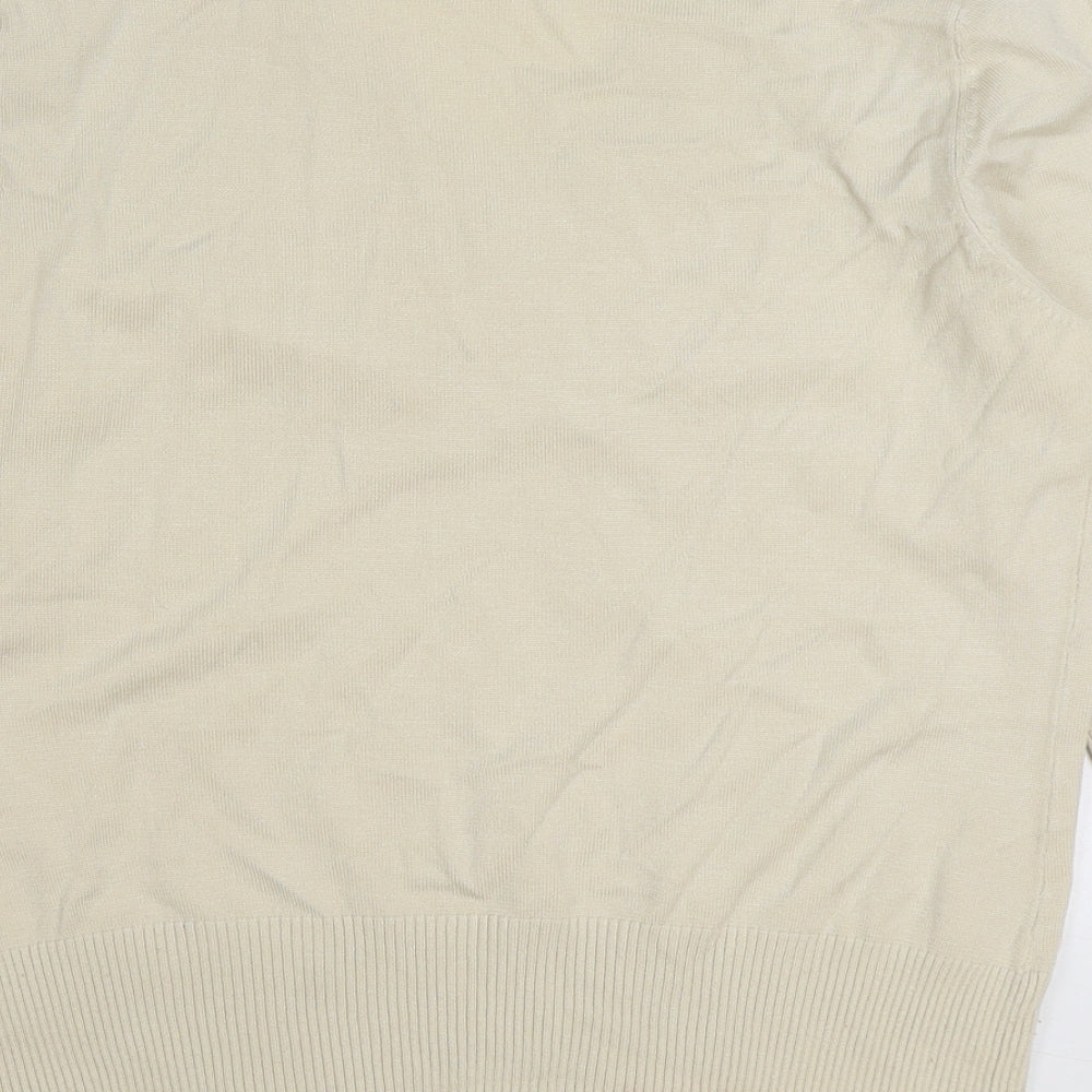 John Lewis Womens Beige V-Neck Viscose Cardigan Jumper Size 14