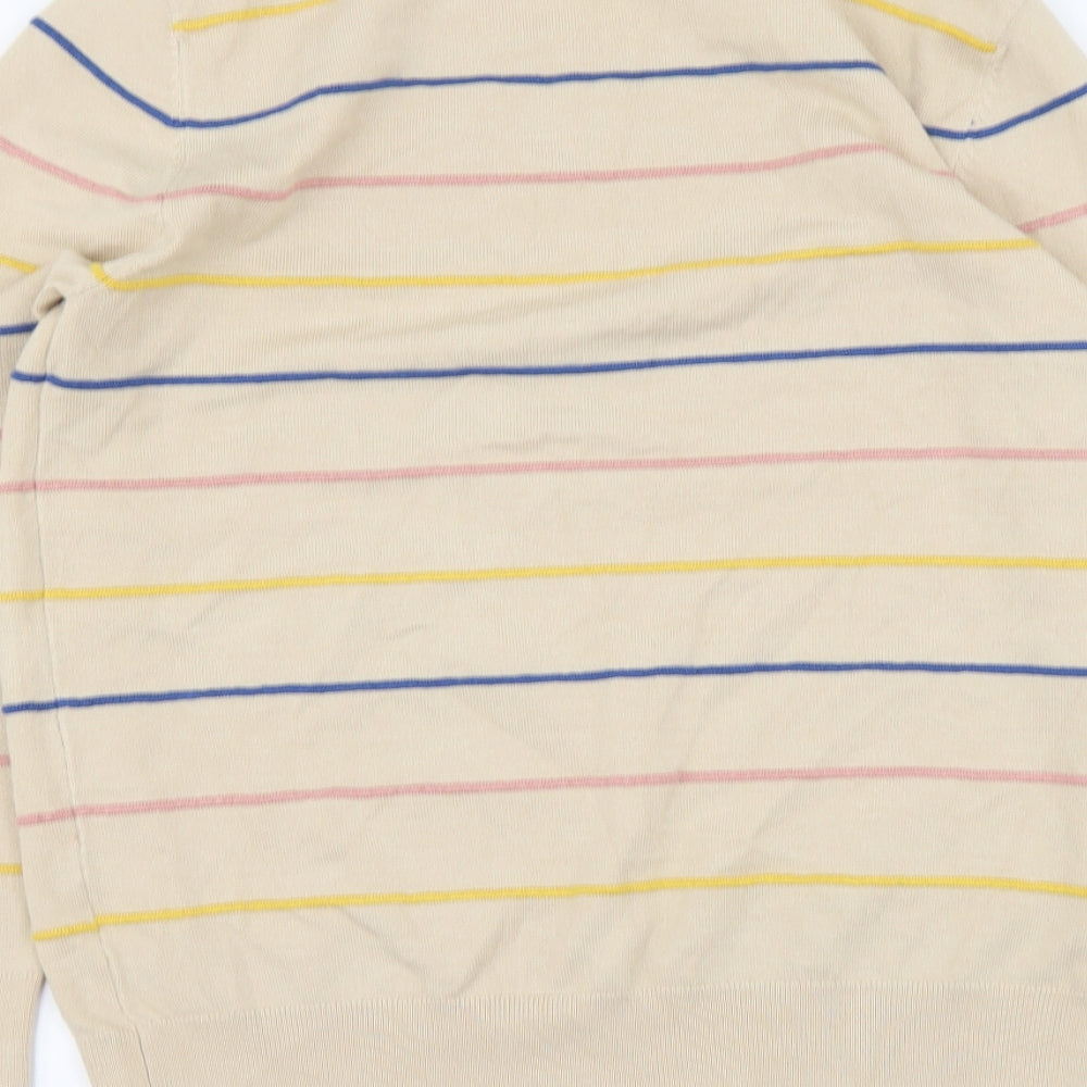 Just Elegance Womens Beige Round Neck Striped Viscose Pullover Jumper Size S