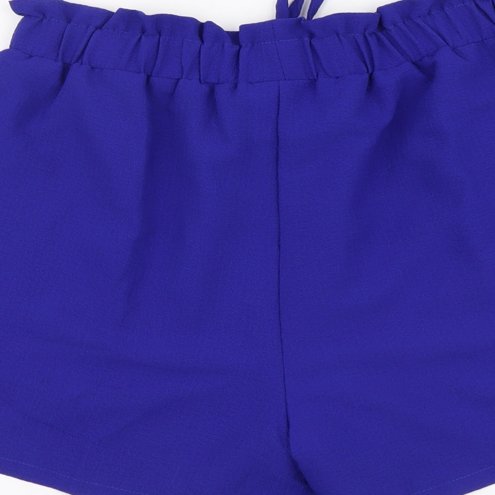 SheIn Womens Blue Polyester Cut-Off Shorts Size XL L4 in Regular Drawstring