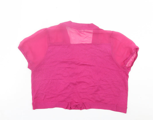 Per Una Womens Pink V-Neck Viscose Cardigan Jumper Size 14