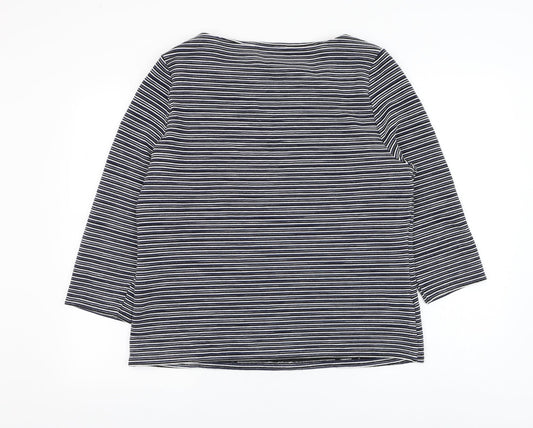 CC Womens Blue Round Neck Striped Viscose Pullover Jumper Size XL