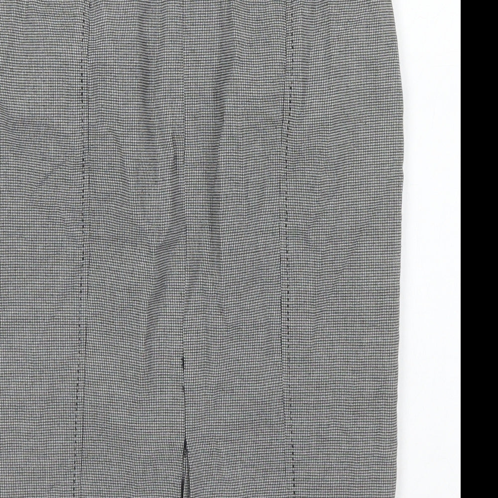 Marks and Spencer Womens Black Geometric Polyester Straight & Pencil Skirt Size 6 - Houndstooth print.