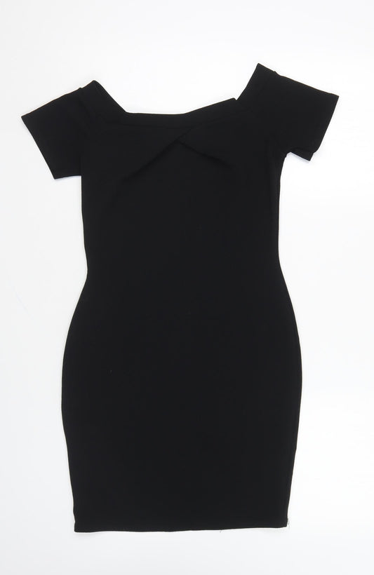 Cameo Rose Womens Black Polyester Bodycon Size 10 Boat Neck Pullover