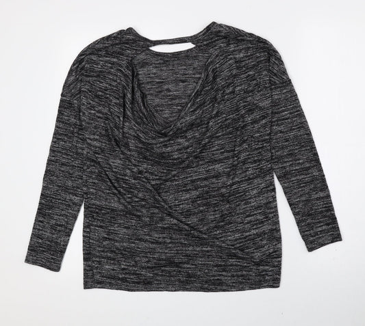 Indigo Womens Grey Polyester Basic T-Shirt Size 10 Crew Neck - Cowl Back