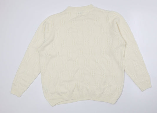 Damart Womens Yellow Crew Neck Acrylic Pullover Jumper Size 14