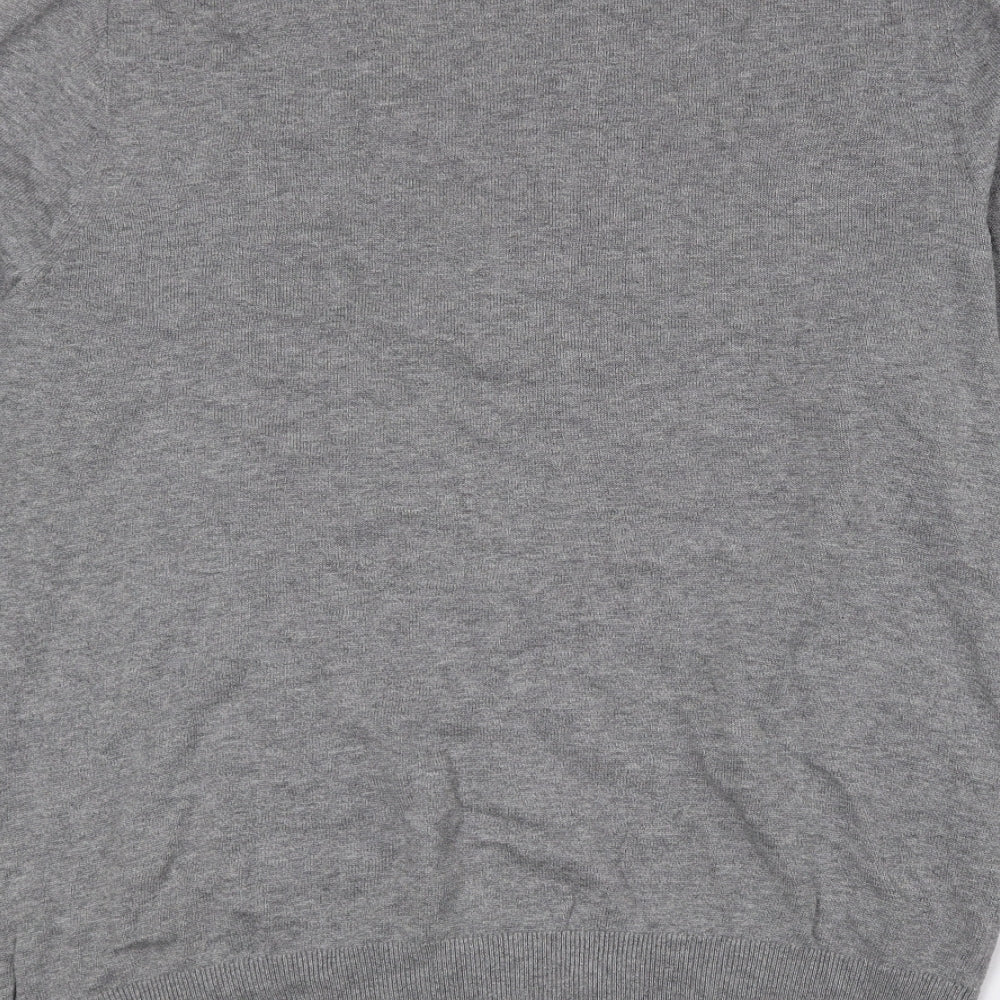 Gap Mens Grey V-Neck Cotton Pullover Jumper Size L