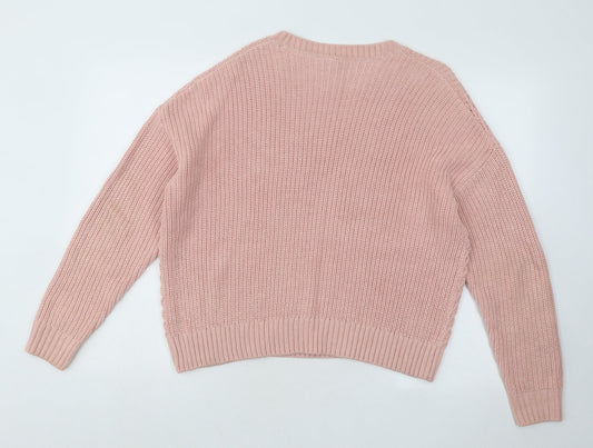 Womens UK Size S Divided by H&M Pink Pullover Jumper
