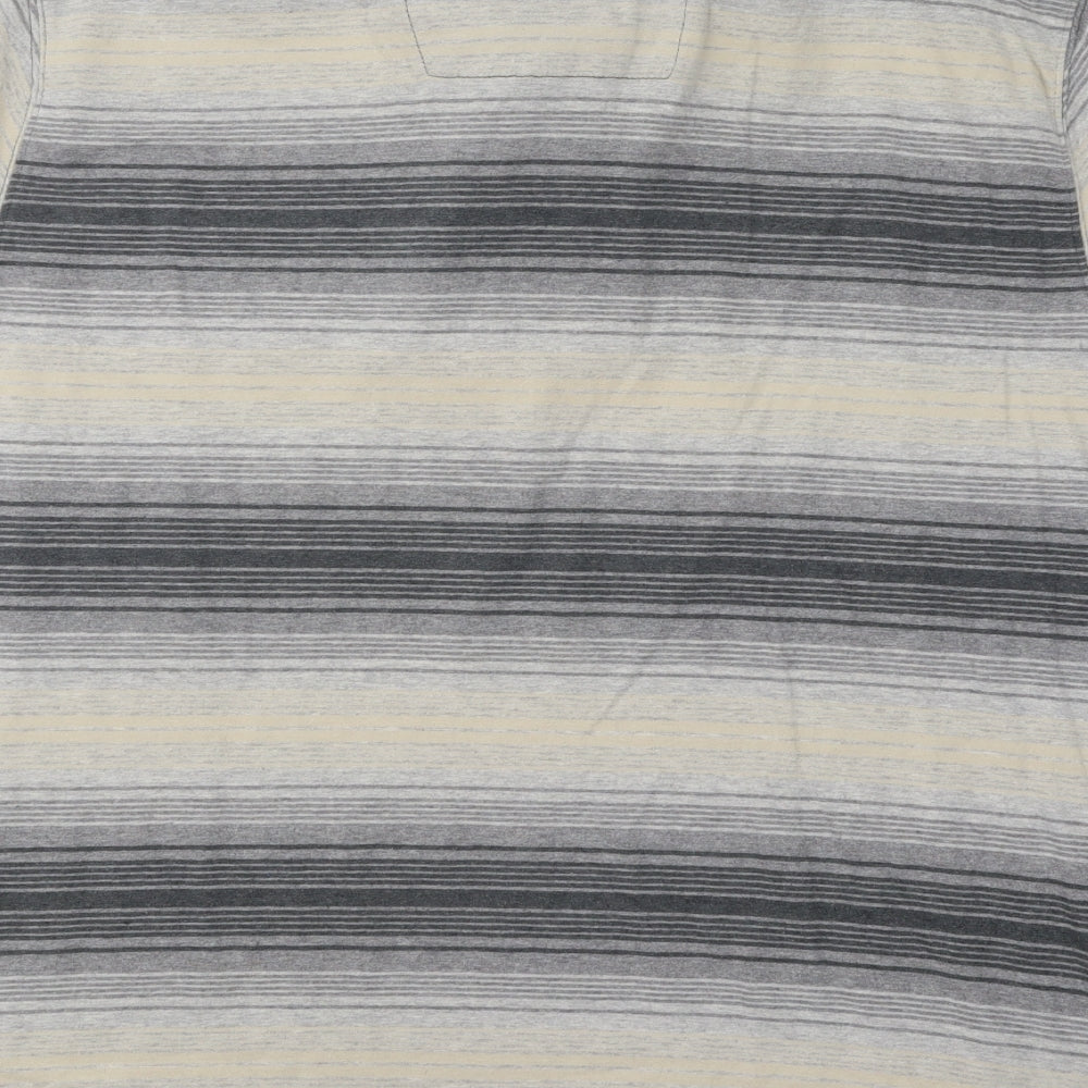 Boston Crew Mens Multicoloured Striped Cotton Polo Size L Collared Button