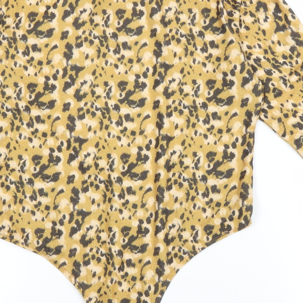 Primark Womens Yellow Animal Print Polyester Bodysuit One-Piece Size 10 Snap - Cheater Print