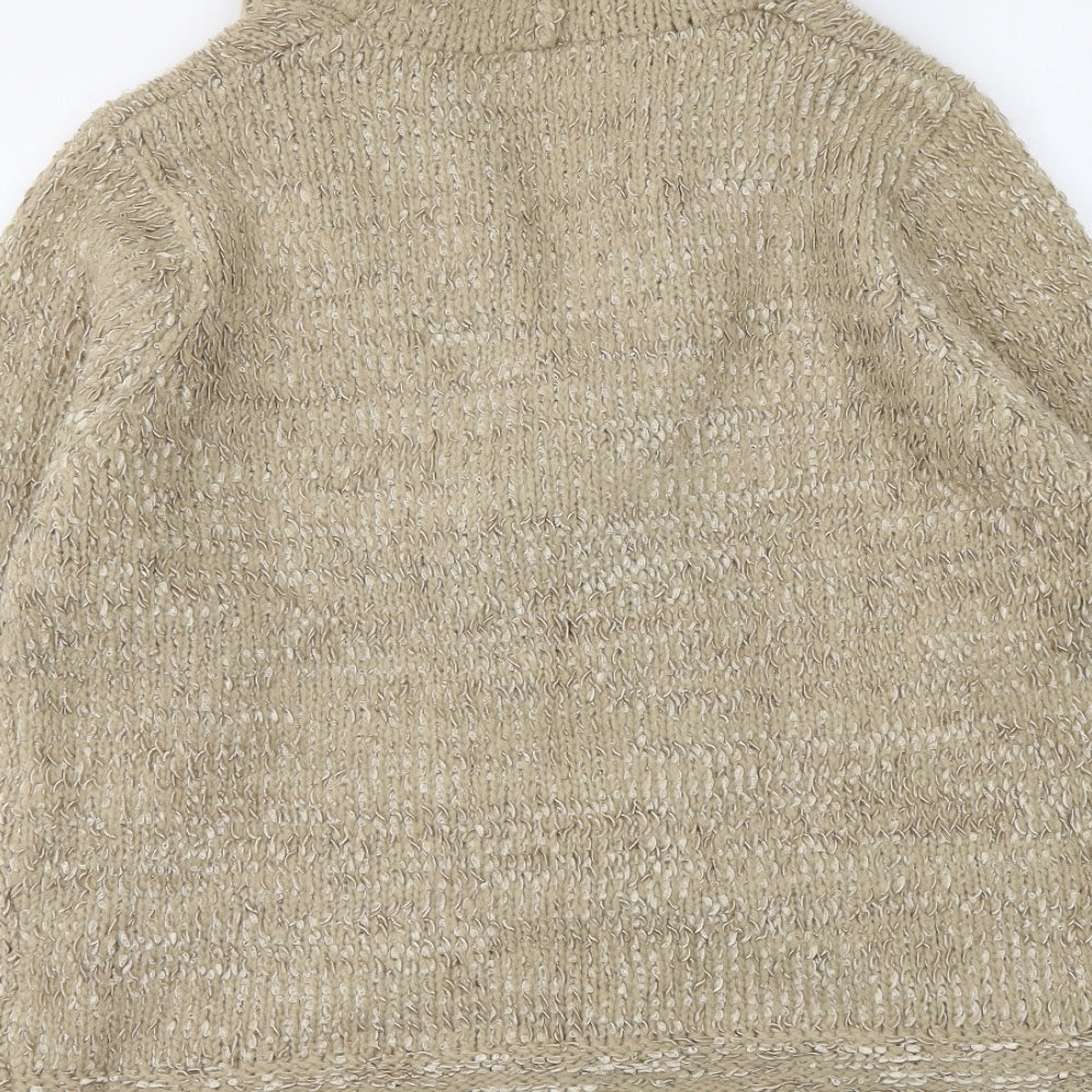 Classics Womens Beige V-Neck Acrylic Cardigan Jumper Size L