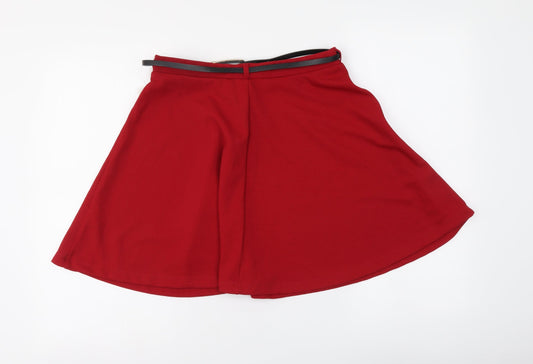 New Look Womens Red Polyester Mini Skirt Size 12 Drawstring
