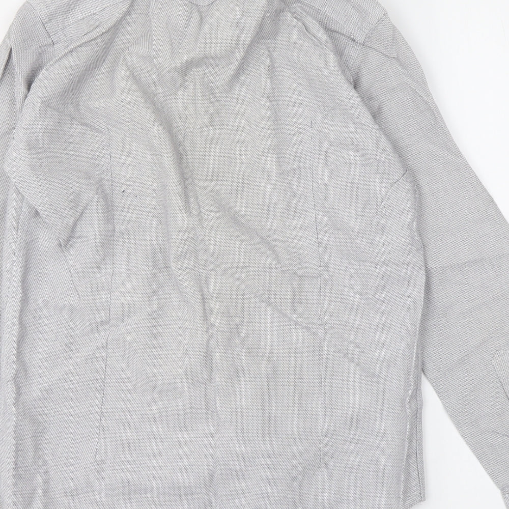 Steel & Jelly Mens Grey Polyester Button-Up Size S Collared Button