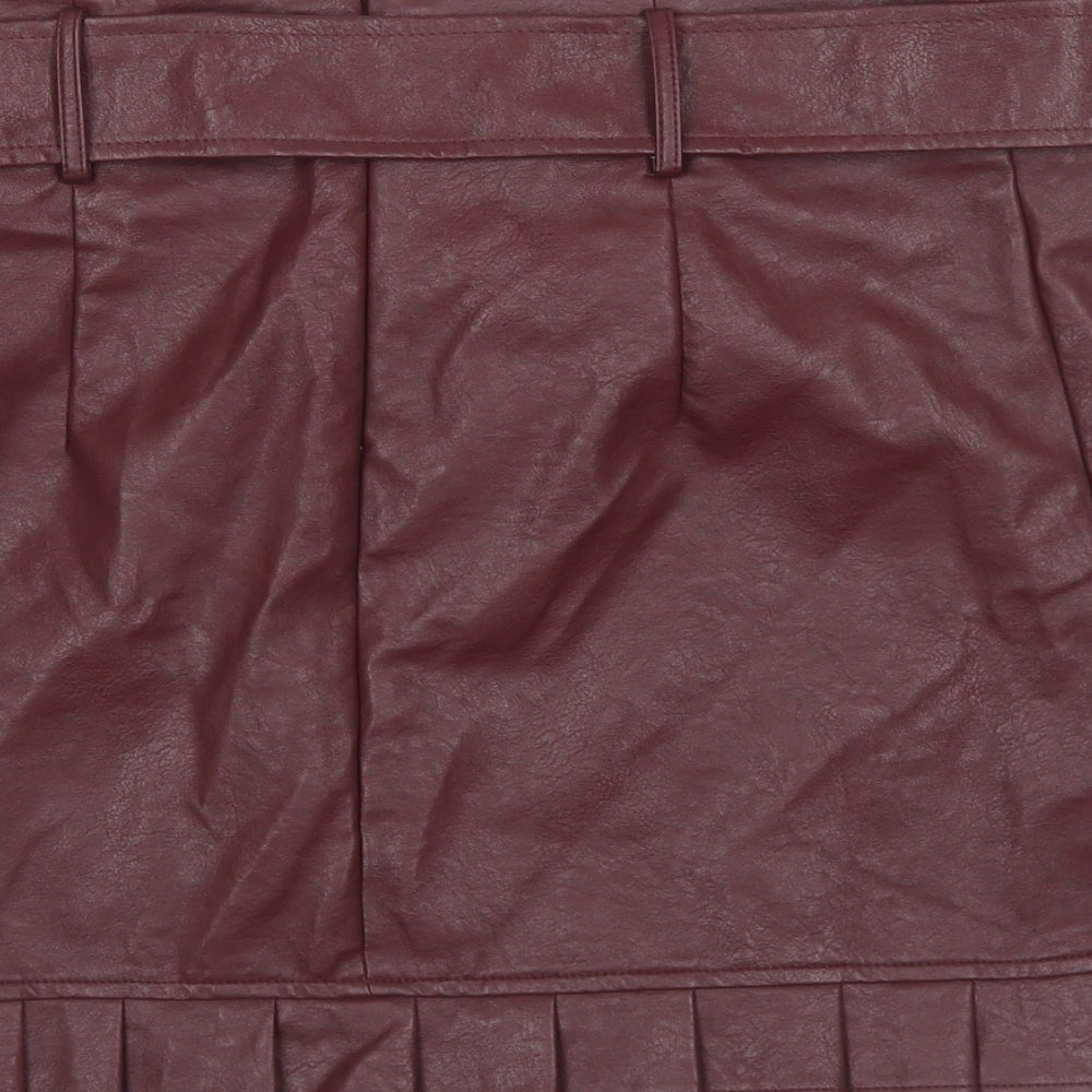 Boohoo Womens Purple Polyurethane Mini Skirt Size 12 Zip