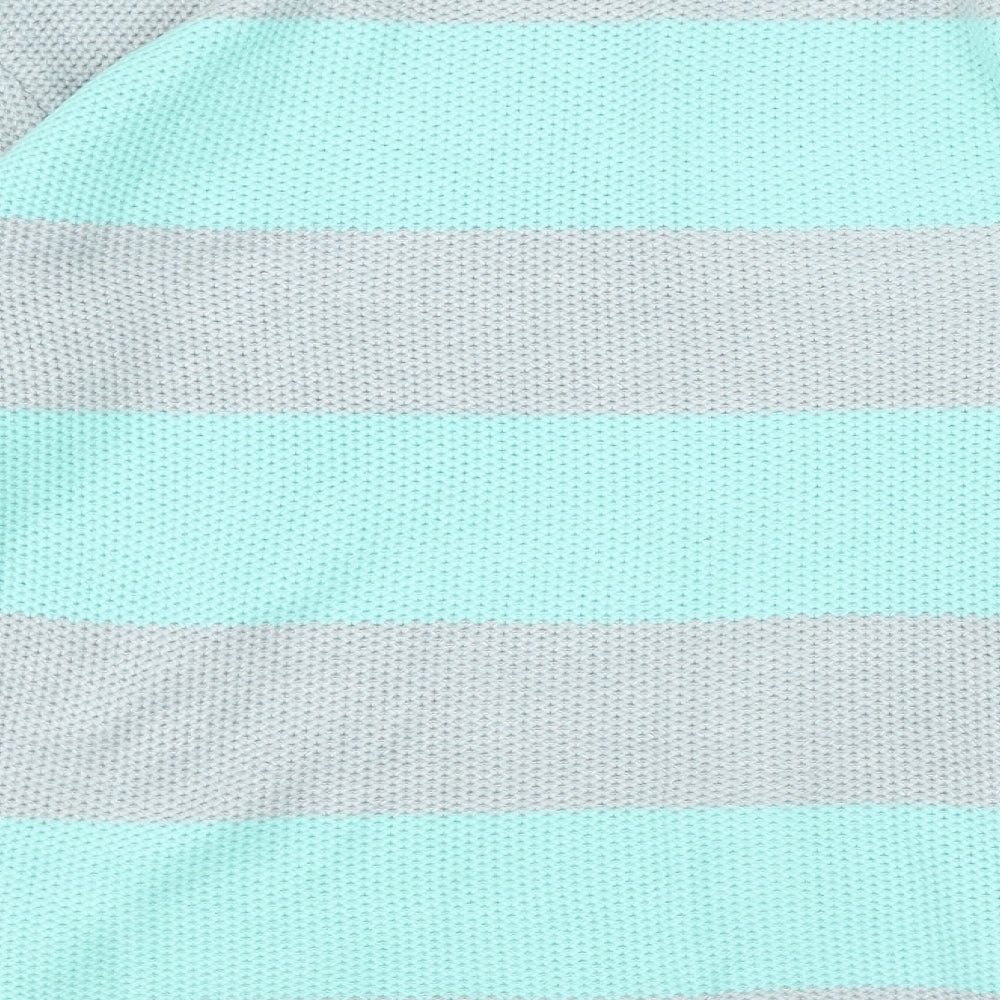 Love Knitwear Womens Blue Round Neck Striped Acrylic Pullover Jumper Size 14
