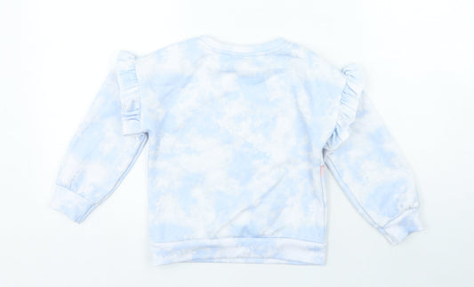 Disney Girls Blue Polyester Pullover Sweatshirt Size 5 Years Pullover - Frozen Tie Dye