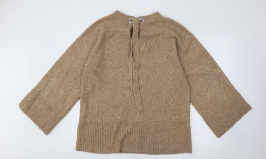 River Island Mens Beige Round Neck Acrylic Pullover Jumper Size S