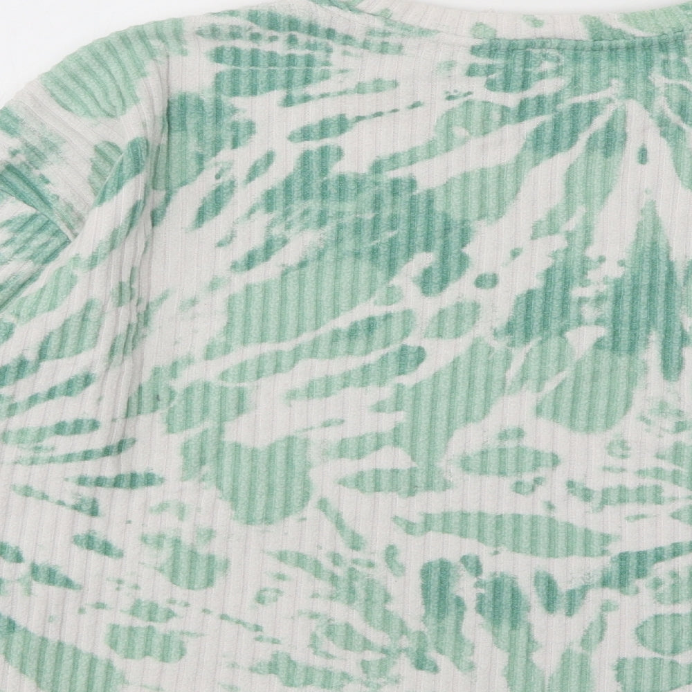 H&M Girls Green Round Neck Geometric Viscose Pullover Jumper Size 14-15 Years Pullover - Tie Dye
