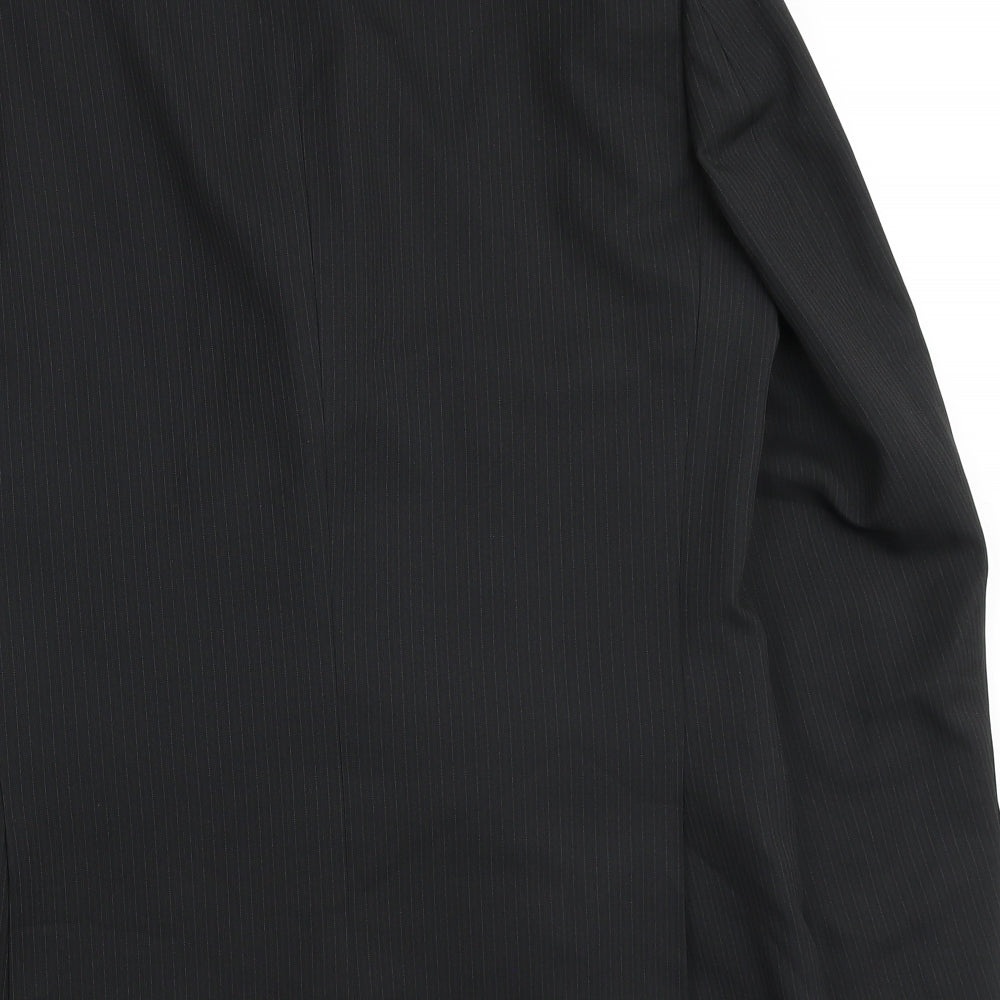 F&F Mens Black Striped Polyester Blazer